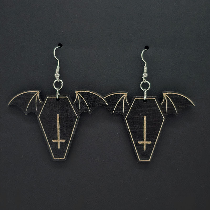 Coffin Batwing Earrings