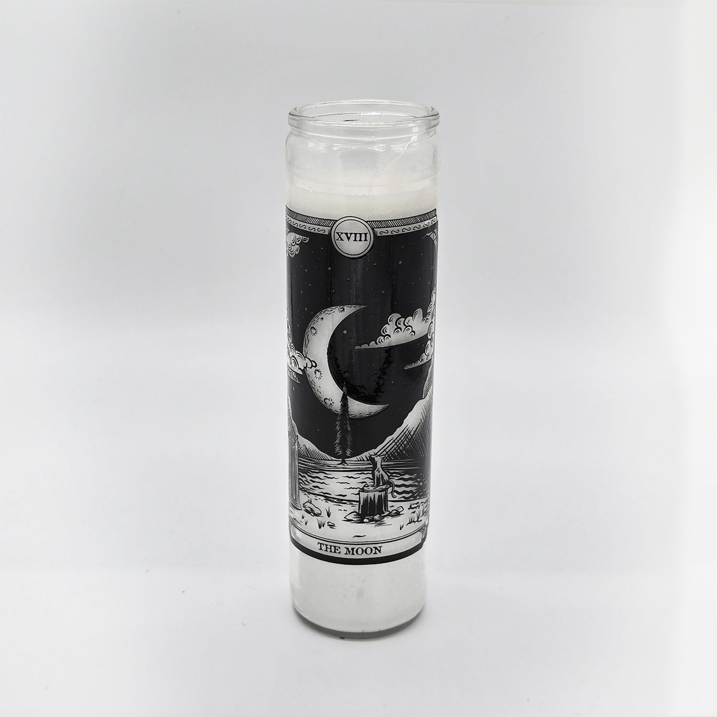 Moon Tarot Tall Glass Candle