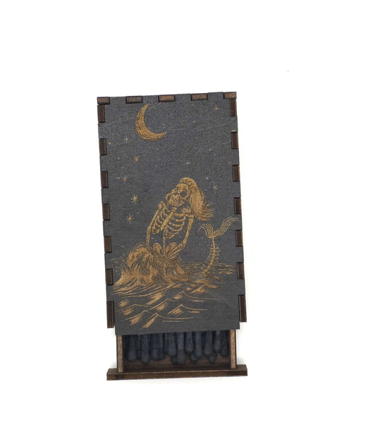Skeleton Mermaid Wooden Match Box