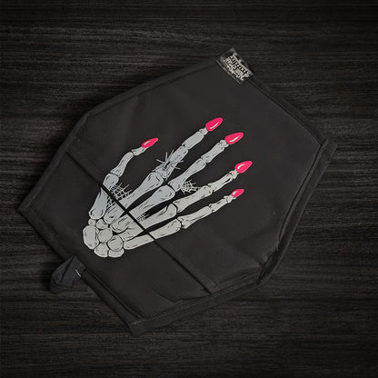 Skeleton Hand with Pink Nails Coffin Pot Holder