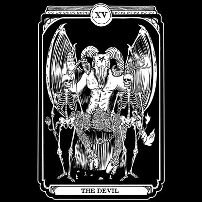Black Tshirt with the Devil tarot graphic on the front.